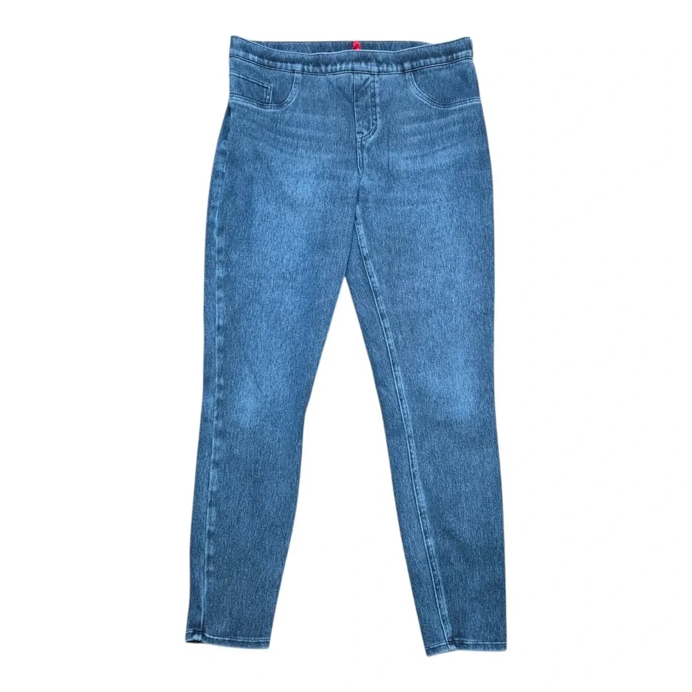 Spanx Women's L Style 20018R Pull On Skinny Jeans Blue Stretch Denim Shaping‎